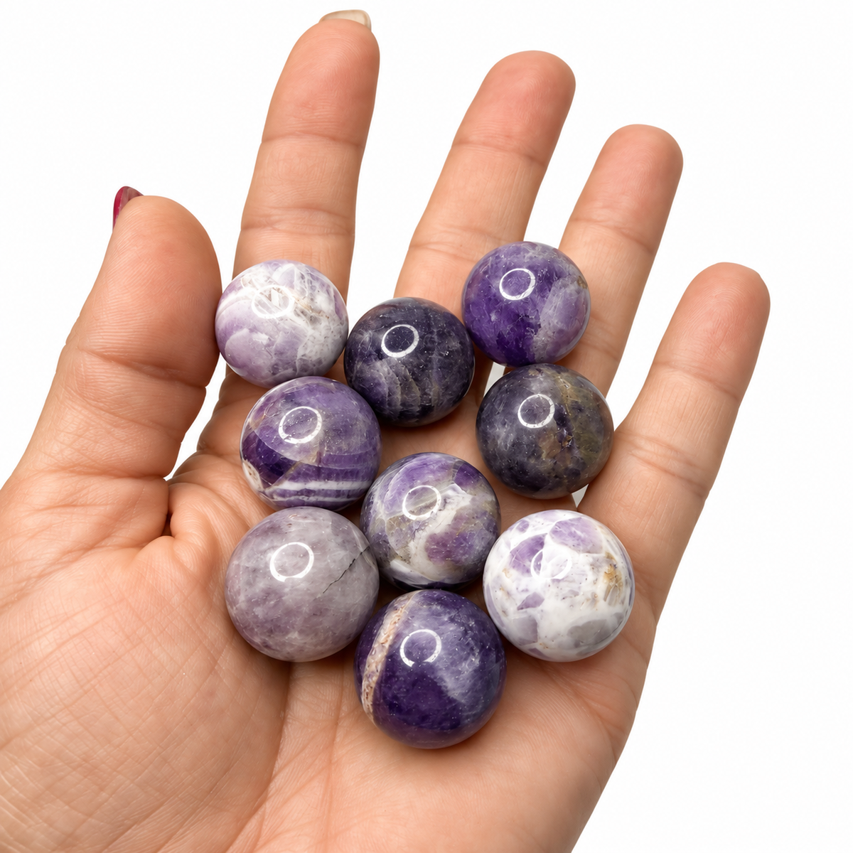 Chevron Amethyst Mini Sphere – 25mm Polished Crystal Ball