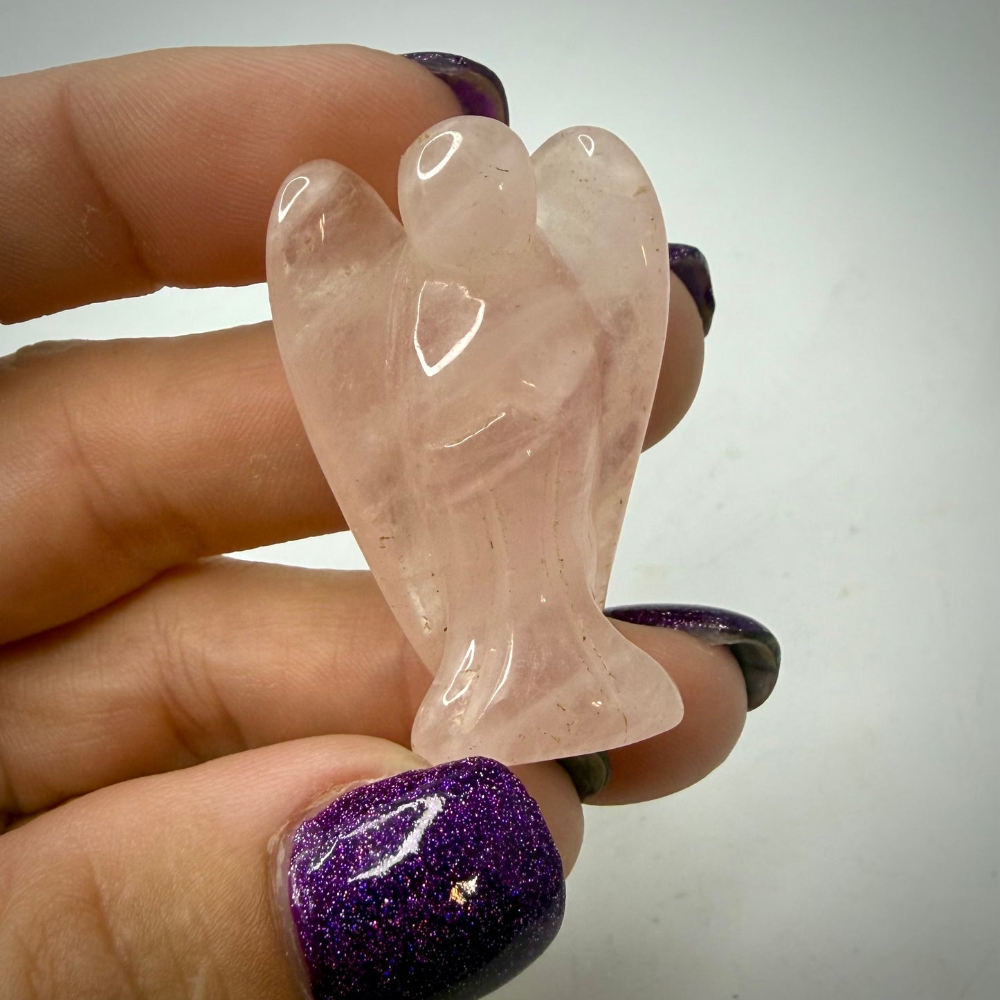 Rose Quartz Angel Carving – 2" Mini Crystal Angel for Love & Healing
