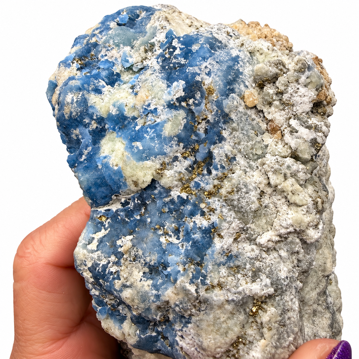 Rare Afghanite Mineral Specimen – UV Reactive Afghanite on Pyrite Matrix, 8" Collector Piece from Afghanistan