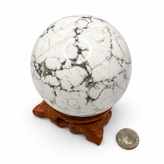 Natural white howlite crystal ball 100mm, one of a kind - Magick Souls