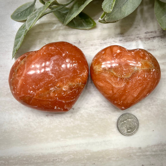 Orange Calcite Puffy Hearts