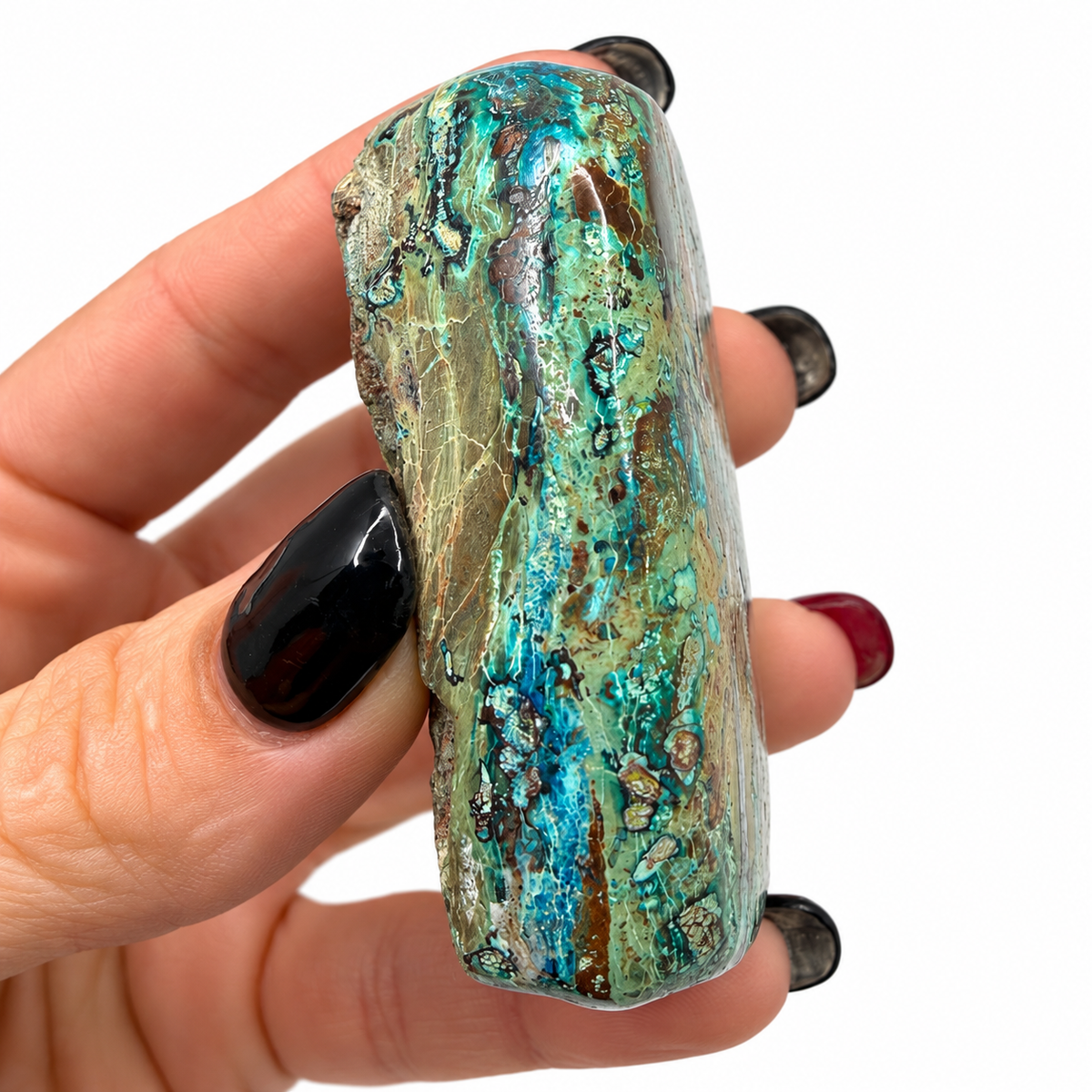 Shattuckite freeform close-up of deep blue copper mineral patterns - Magick Souls