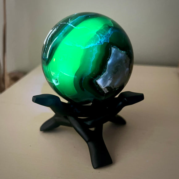 Rare UV Reactive Volcano Agate sphere 75mm