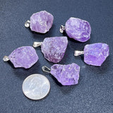 Amethyst Crystal Rough Raw Pendant (Silver Bail) Gemstone Jewelry Necklace Supply Craft Supplies & Tools > Beads Gems &