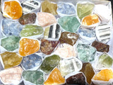 Assorted Calcite & Fluorite Mixed Rough Raw Crystals Wholesale Collection Orange Blue Zebra Green Box Flat Home &