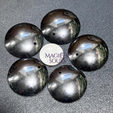 Black Shungite Circle Puffy Dome Drilled Beads Pendant Gemstone Jewelry Necklace Supply Craft Supplies & Tools > Beads