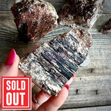 Black Tourmaline and Mica Flat Based Natural Freeforms - Magick Souls