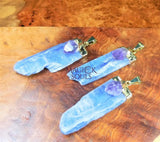 Kyanite And Amethyst Crystal Point Pendant (Gold Plated) Necklace Charm Jewelry Jewelry > Necklaces > Crystal Necklaces