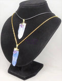 Kyanite And Amethyst Crystal Point Pendant (Gold Plated) Necklace Charm Jewelry Jewelry > Necklaces > Crystal Necklaces