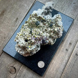 Large Grade AAA Peruvian Pyrite with Galena in Quartz Mineral Specimen Mounted on Display - Magick Souls