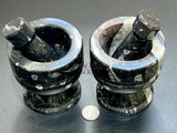 Orthoceras Mortar and Pestle Set (Mortar + Pestle) Polished Black Fossil Stone Carving Grinder Mixer Home & Living >