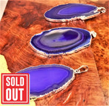 Purple Agate Slice Pendant (Silver Plated Edges) Polished Geode Slice Jewelry Jewelry > Necklaces > Pendants