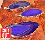 Purple Agate Slice Pendant (Silver Plated Edges) Polished Geode Slice Jewelry Jewelry > Necklaces > Pendants