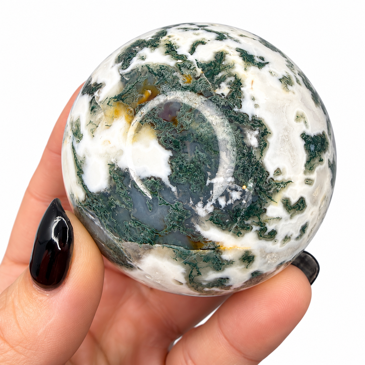 Green moss agate sphere 50mm - Magick Souls