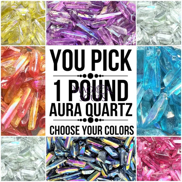 1 Lb Free Shipping Aura Quartz (You Pick) Bulk Wholesale Colorful Gemstone Lot Crystal Points Rough Raw Stones Minerals