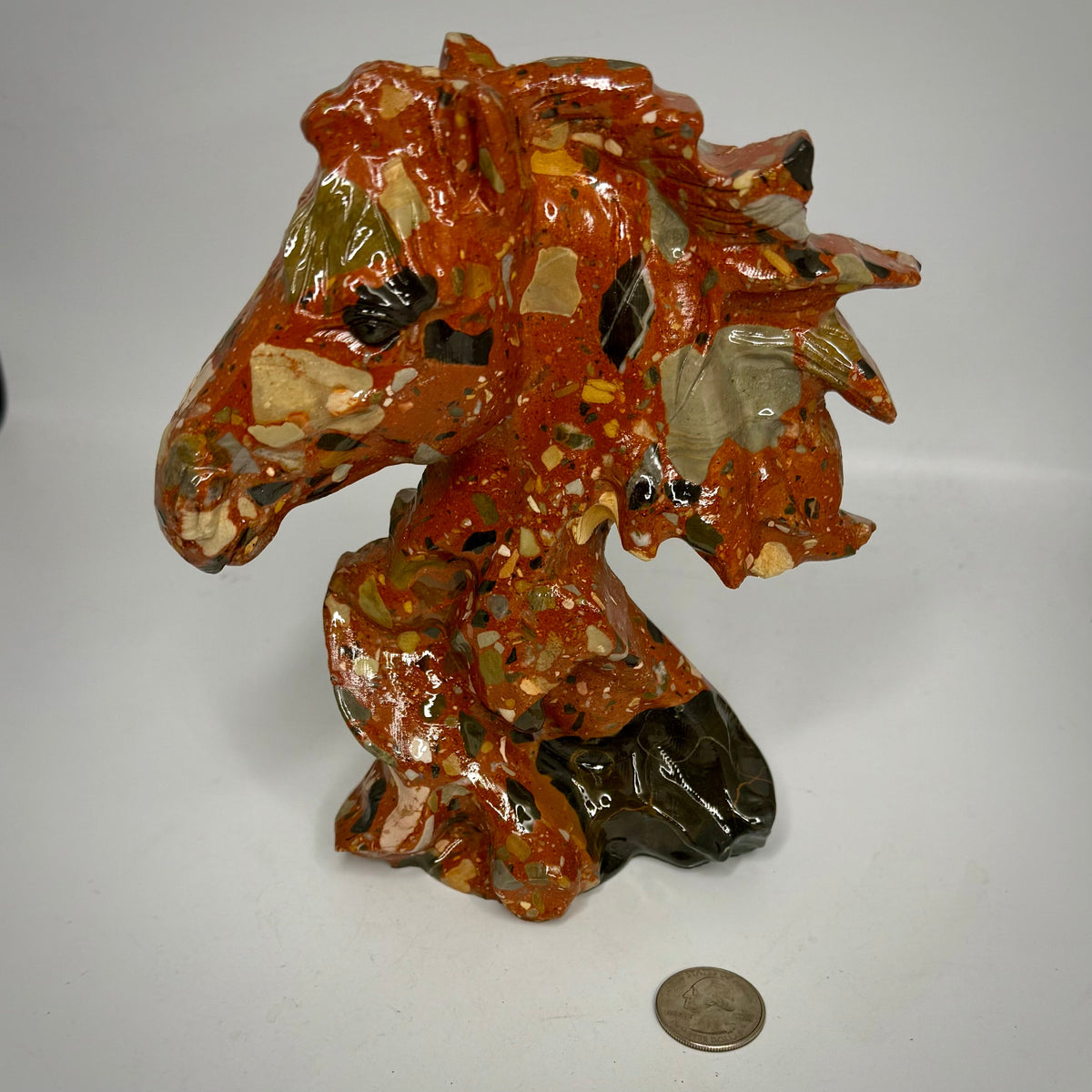 Brecciated Jasper Horse Head Carving