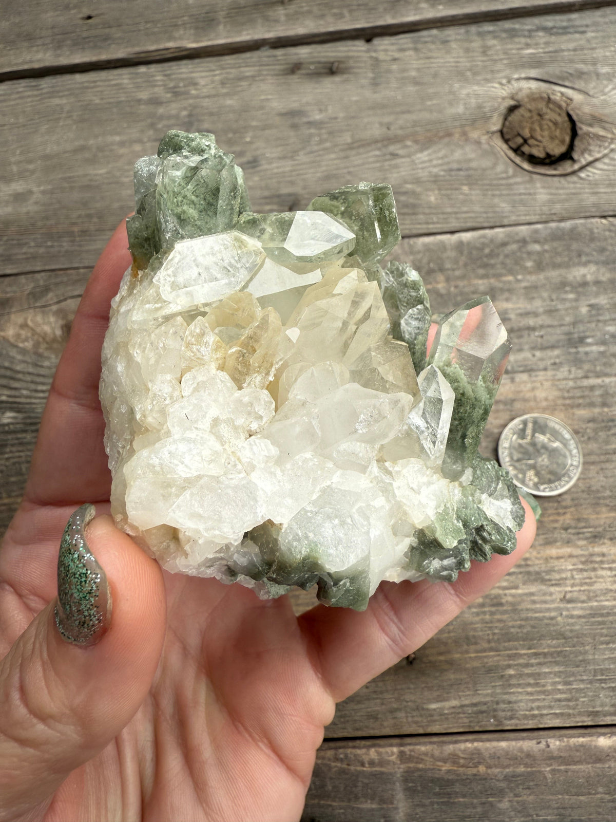 Phantom Chlorite Quartz Green Ghost Cluster Mineral Specimen - Magick Souls