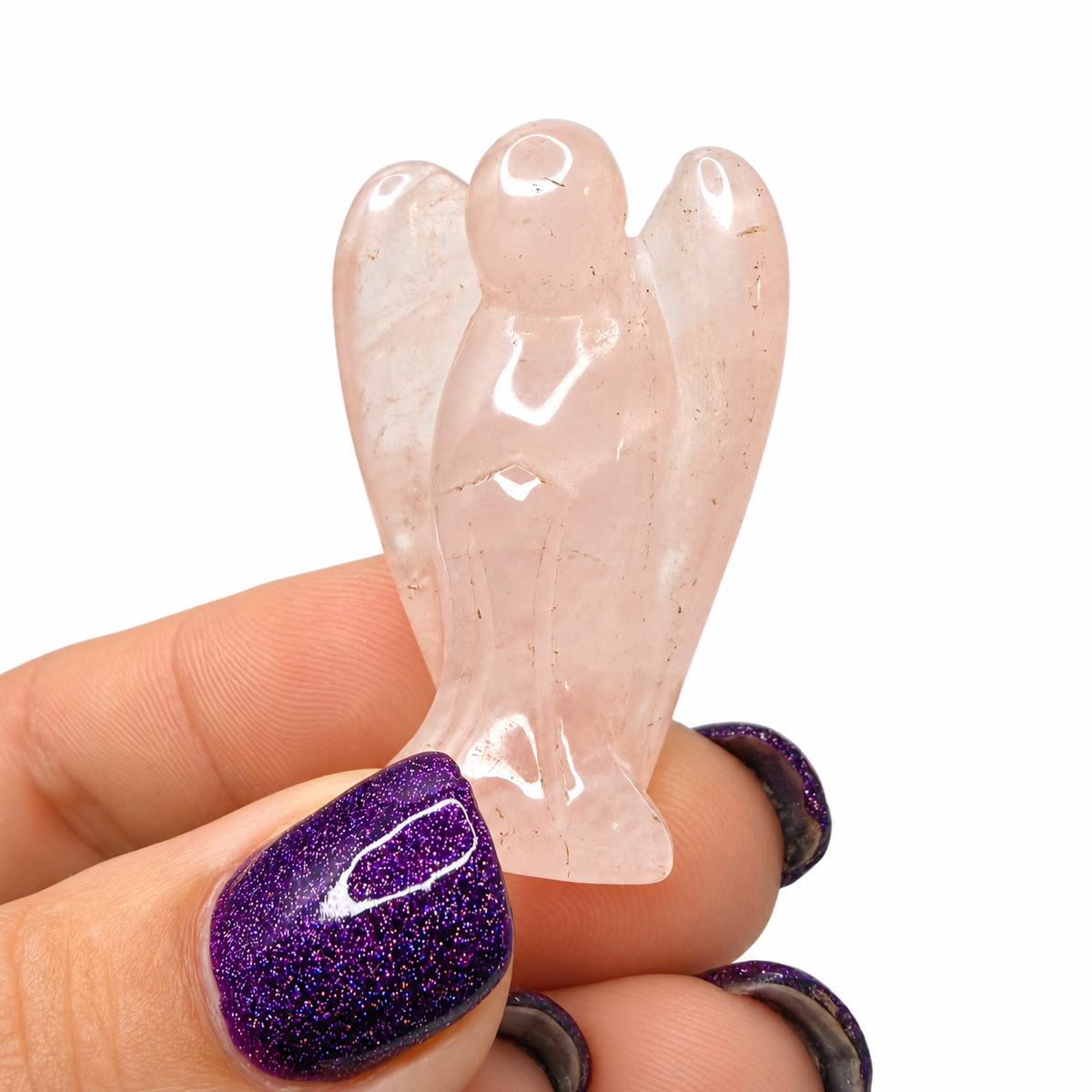 Rose Quartz Angel Carving – 2" Mini Crystal Angel for Love & Compassion