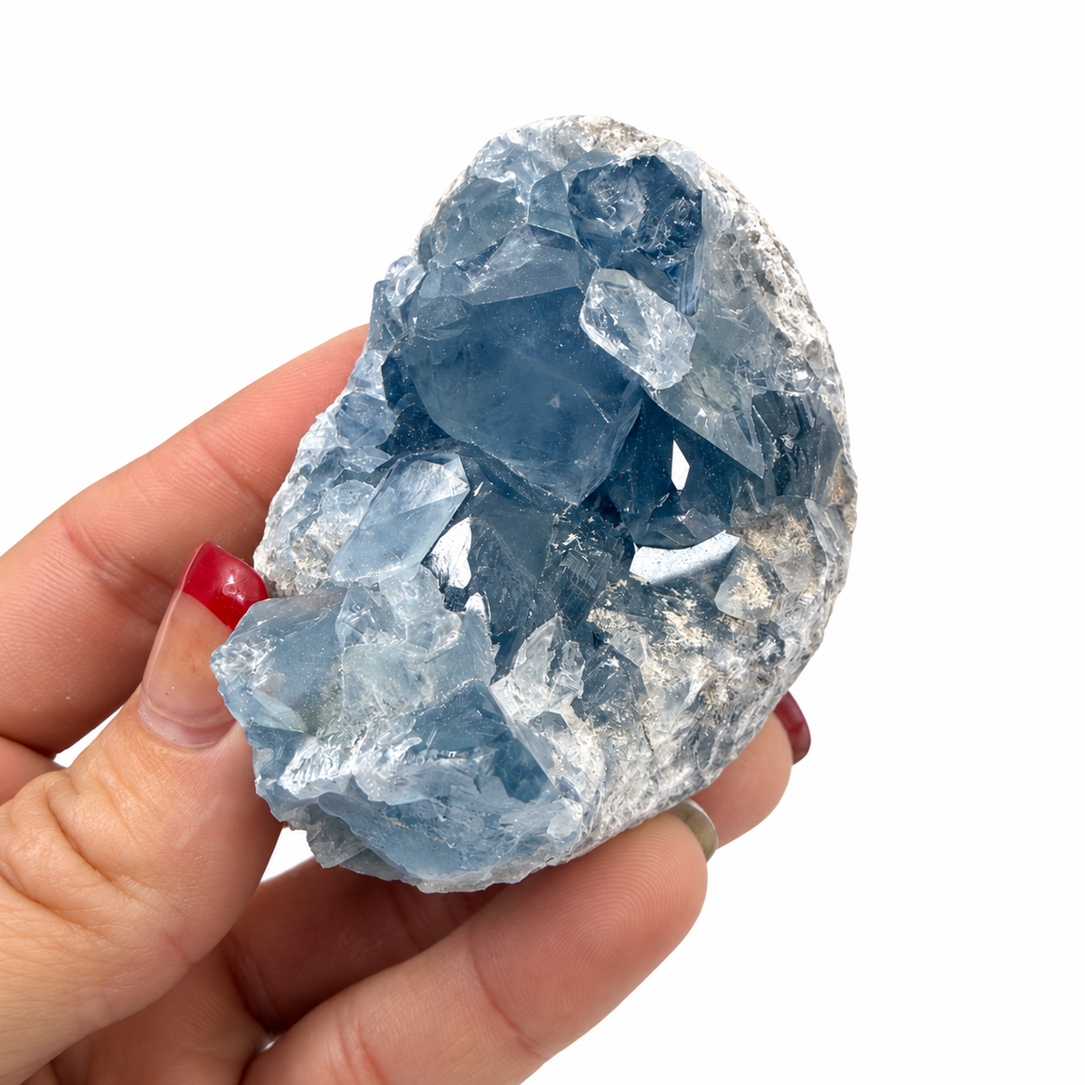 Celestite crystal cluster 009, natural blue Celestine