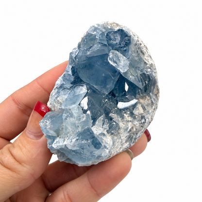 Celestite crystal cluster 009, natural blue Celestine