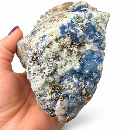 Rare Afghanite Mineral Specimen – UV Reactive Afghanite on Pyrite Matrix, 8" Collector Piece from Afghanistan