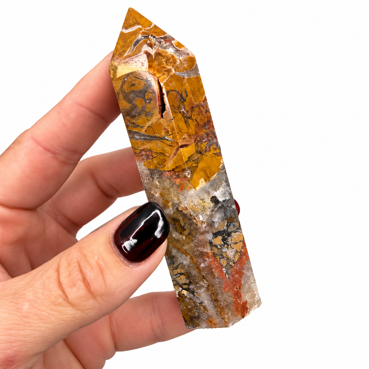 Assorted Indonesian agate towers, each with unique jasper and agate patterns - Magick Souls