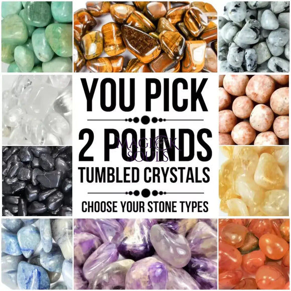 2 Lbs Tumbled Crystals Bundle #2(You Pick) Bulk Wholesale Gemstone Lot Polished Stones