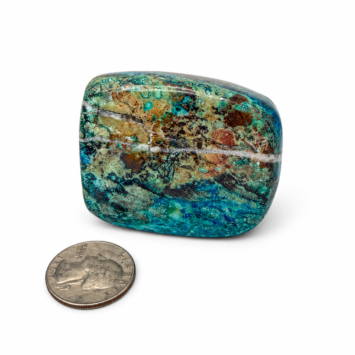 Blue-green shattuckite nodule, polished standing freeform - Magick Souls