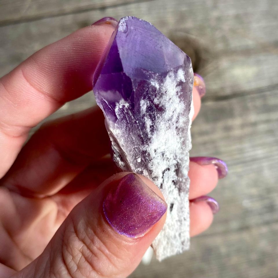 Amethyst Bahia Root Elestial Dragon Tooth Wand - Magick Souls
