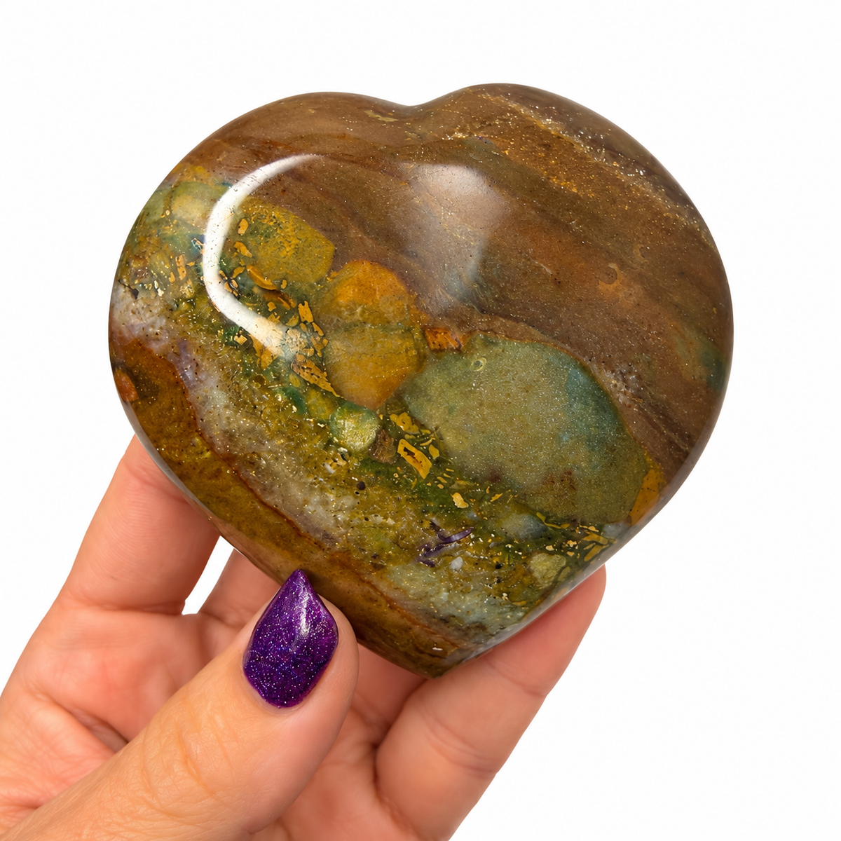 Large Ocean Jasper Heart – Polished Crystal Heart, One of a Kind