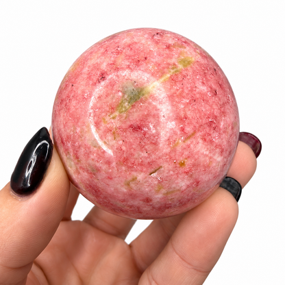 Pink zoisite thulite spheres 50mm - Magick Souls