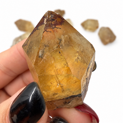 Golden natural citrine termination close-up, untreated quartz - Magick Souls