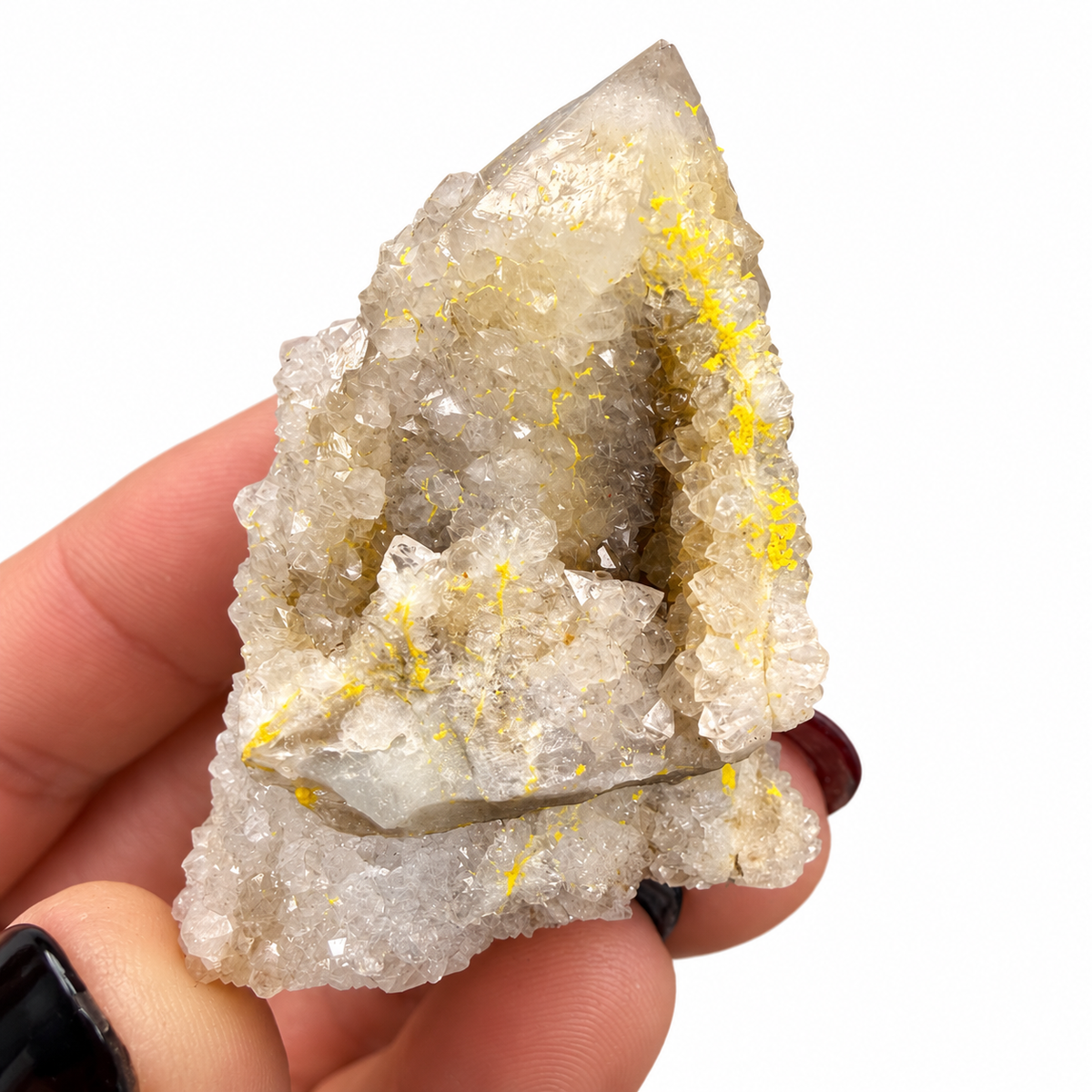 Spirit quartz specimen close-up of tiny crystal points - Magick Souls