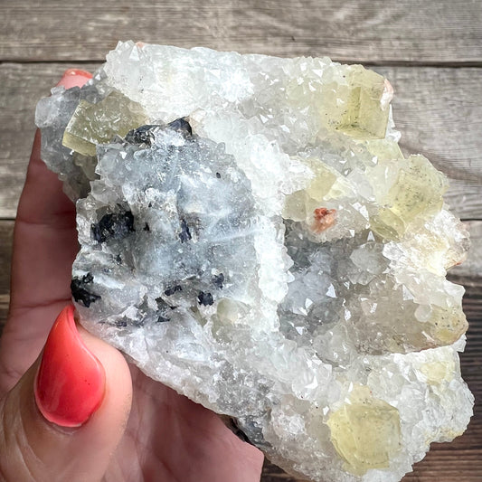 Large Yellow Fluorite with Quartz - Magick Souls