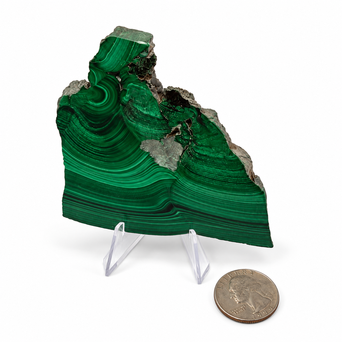 Malachite Polished Slab with Stand