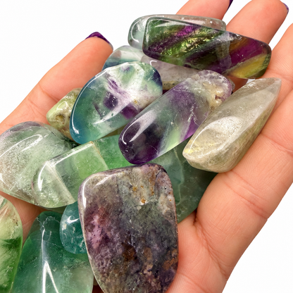 Rainbow Fluorite Tumbled — Multi-Chakra Crystal for Mental Clarity & Focus