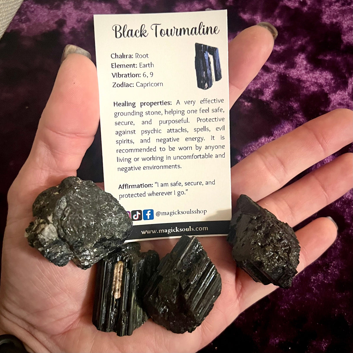 Black Tourmaline Natural Raw - Stone of Protection - Magick Souls