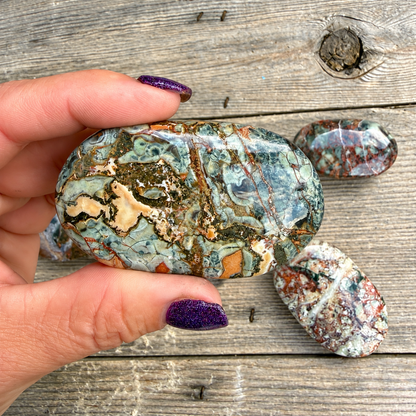 Money Agate Palm Stone – Polished Rhyolite Crystal for Abundance & Prosperity