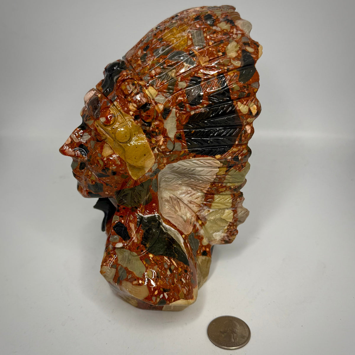 Brecciated Jasper Indian Head Carving