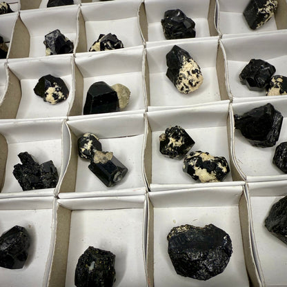 Natural Schorl Tourmaline with Hyalite Opal & Smoky Quartz – Namibia Rocks & Fossils