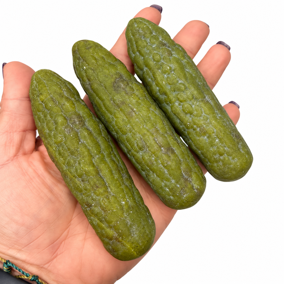 Large jade pickle carving with bumpy texture detail - Magick Souls