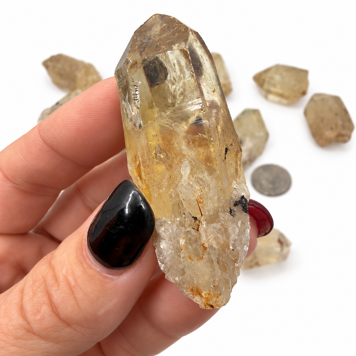Natural citrine point with candle-like secondary crystal growth - Magick Souls