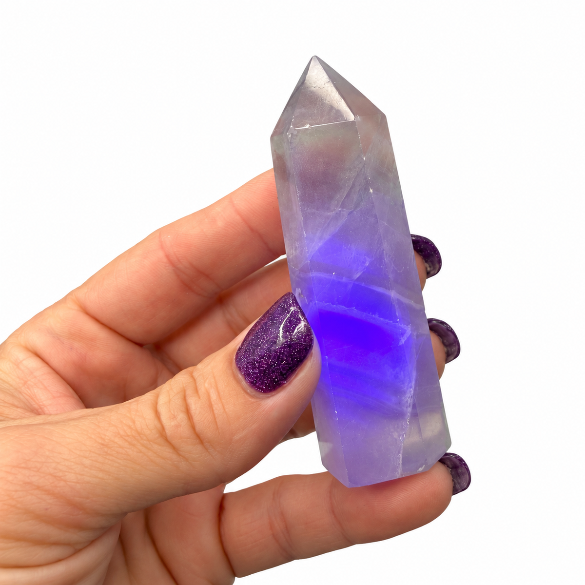 Rainbow Fluorite Crystal Tower Point UV Reactive Magick Souls
