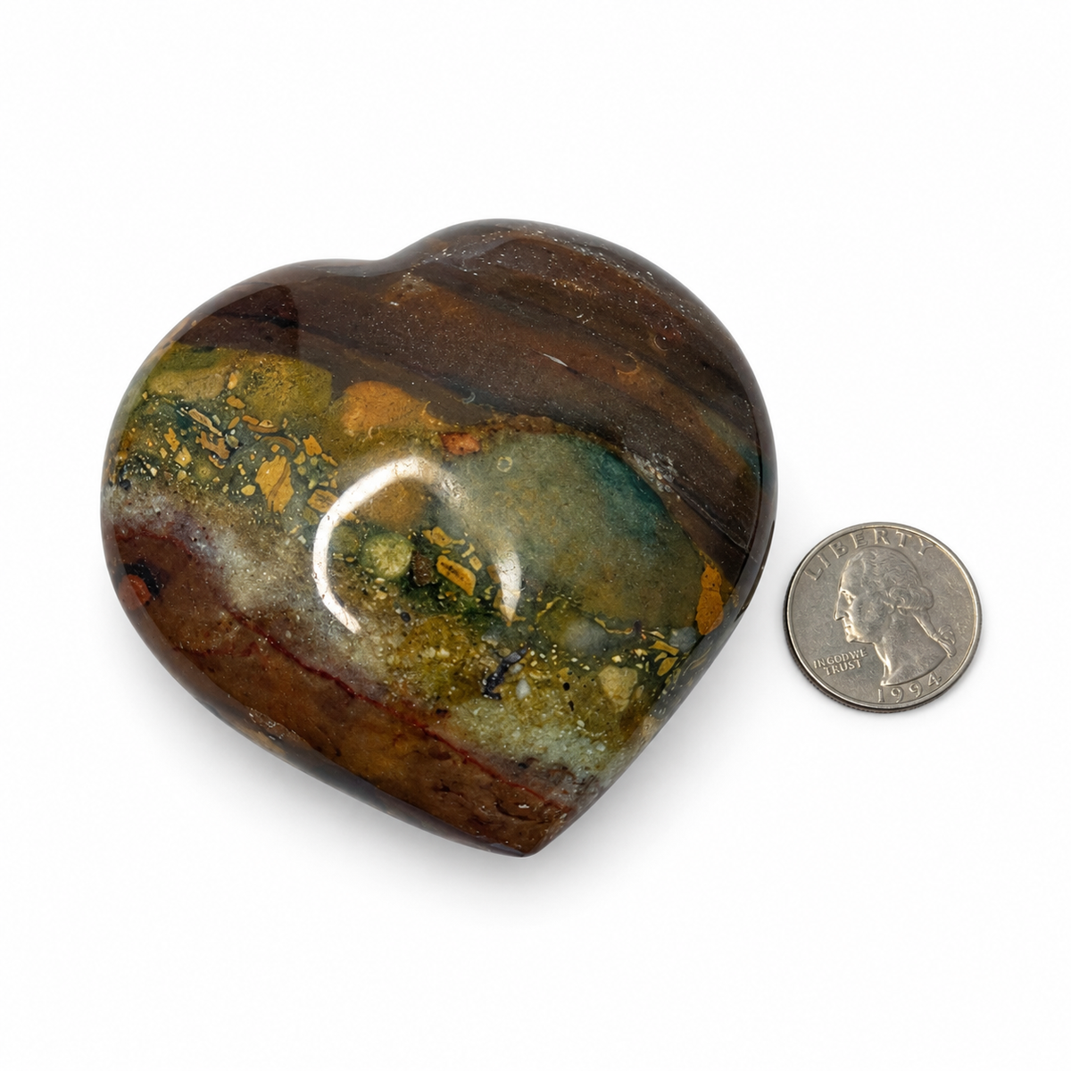 Large Ocean Jasper Heart – Polished Crystal Heart, One of a Kind