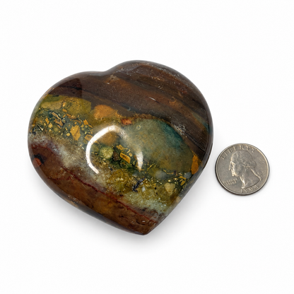 Large Ocean Jasper Heart – Polished Crystal Heart, One of a Kind