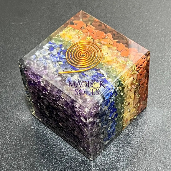 7 Chakras Stones And Crystals Resin Cube Gemstone Decor Home & Living > Home Decor > Home Accents > Rocks & Geodes
