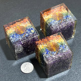 7 Chakras Stones And Crystals Resin Cube Gemstone Decor Home & Living > Home Decor > Home Accents > Rocks & Geodes