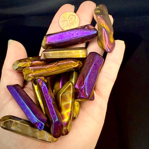 Purple Gold Aura Coated Quartz Points - Magick Souls