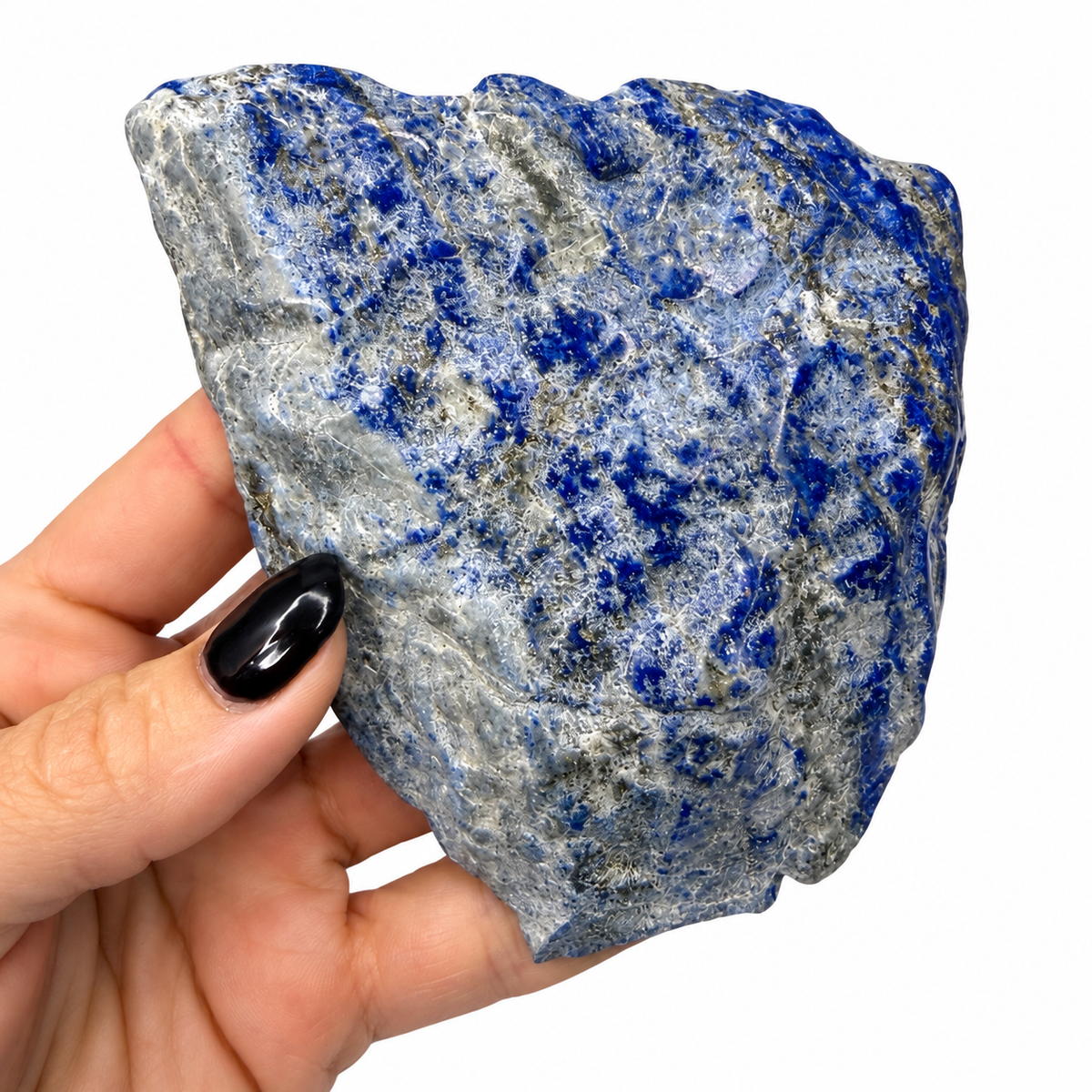 Lapis lazuli polished slab close-up with pyrite sparkle - Magick Souls
