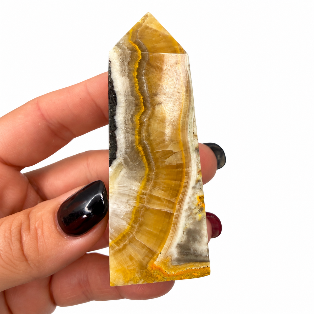Bumblebee jasper tower with golden-yellow banding - Magick Souls